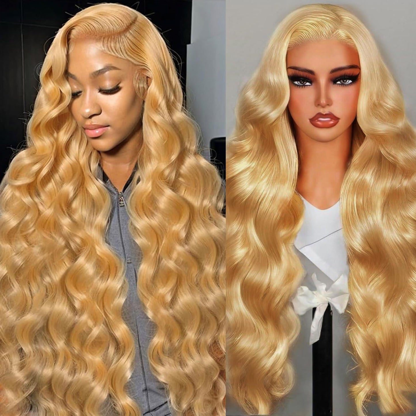 Shciyair 32 Inch Honey Blonde 13x4 Body Wave HD Lace Front Wigs Human Hair Pre Plucked 200 Density Honey Blonde Wig Human Hair 2