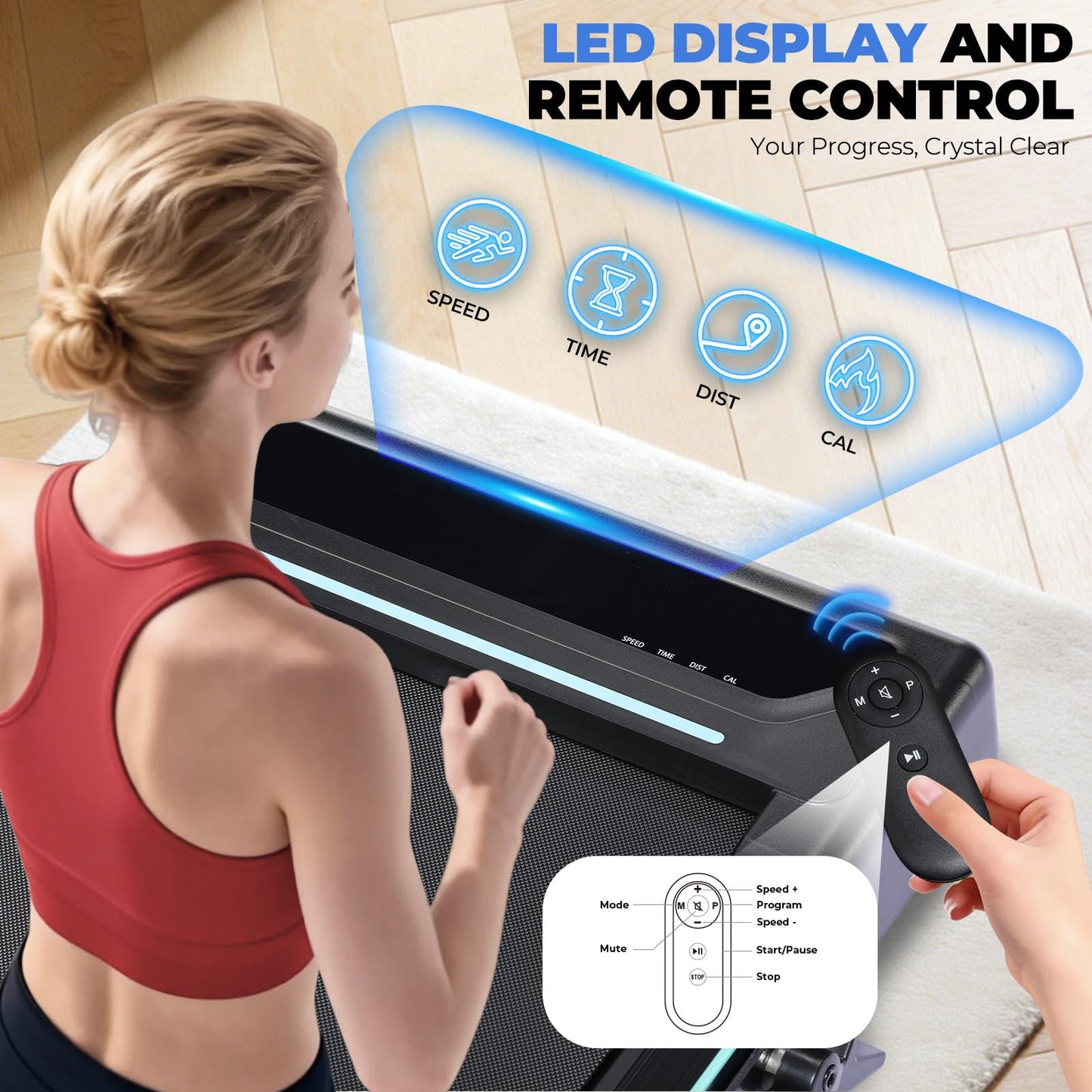 Gorise Walking Pad with Incline & Height-Adjustable Handlebar, 5-in-1 Foldable Treadmill for Home & Office, Portable Under Desk Treadmill 350LB with Remote Control LED Display Green