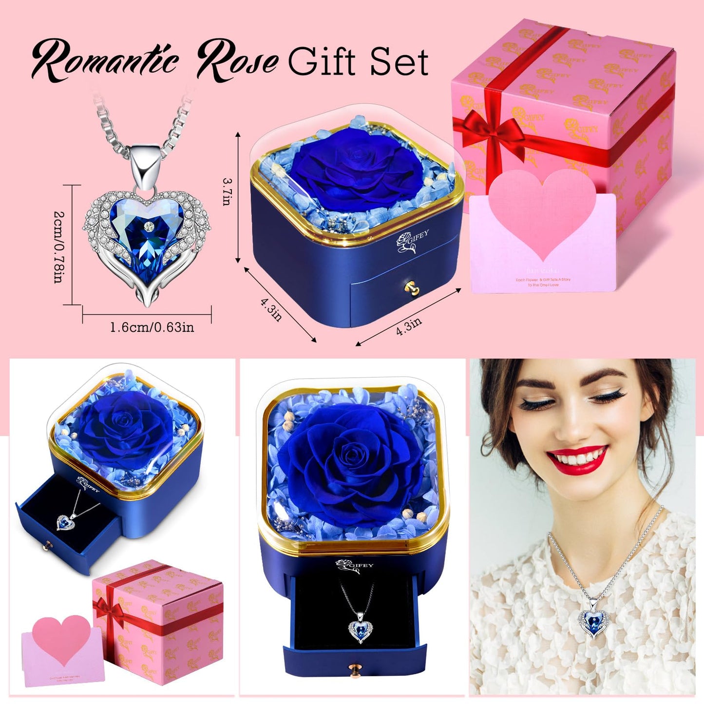 Birthday Gifts for Mom,Preserved Blue Real Rose Gifts,Eternal Preserved Rose Gift Set, Gifts for Women,Mother, Grandma,Wife and Girlfriend,Valentines,Wedding,Thanksgiving,Christmas Gift for You to Send Love