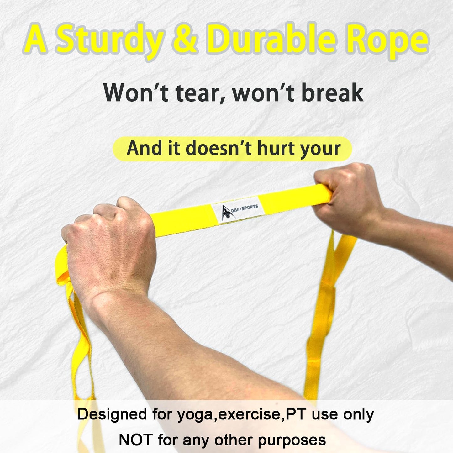 Stretching Strap Yoga Strap with Loops, Stretch Straps for Physical Therapy, Non-Elastic Exercise Strap for Pilates, Dance and Gymnastics with Workout Guide (Yellow)