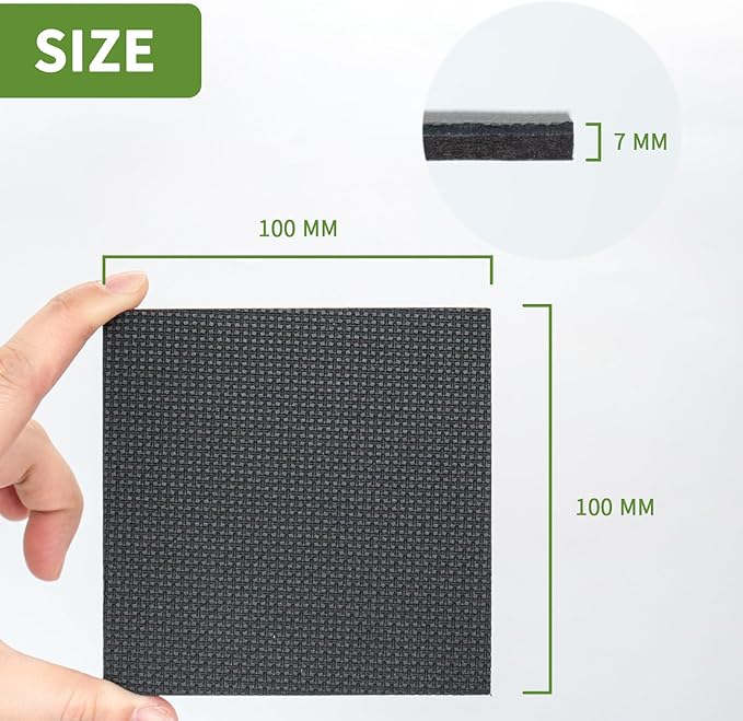 COVERCORNER Non Slip Furniture Pads 8 PCS 4'' Square - Anti Slip Furniture Pads - Self Adhesive Rubber Feet Furniture Feet - Chair Leg Floor Protectors - Keep Furniture in Place