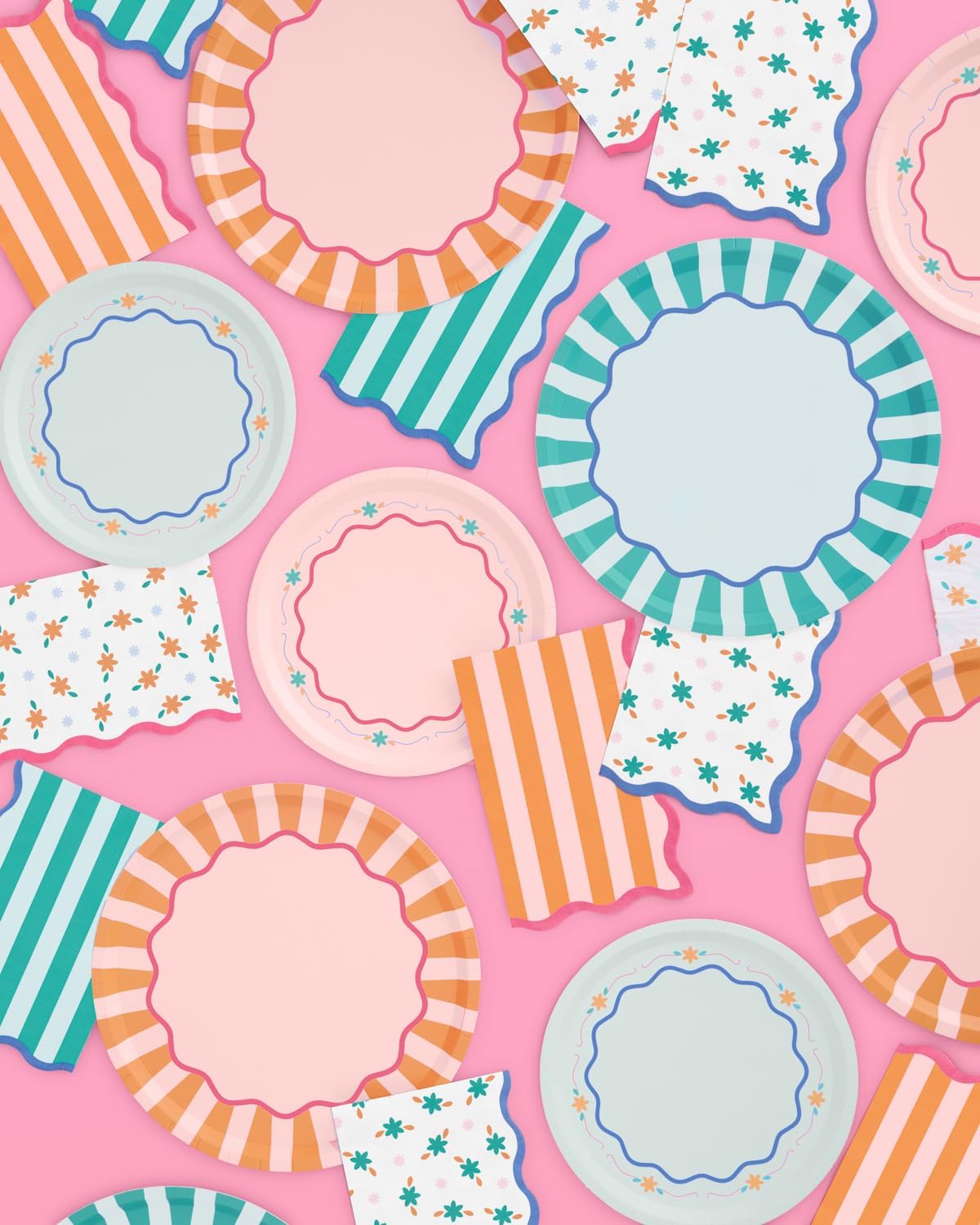 xo, Fetti Italian Summer Wavy Floral Stripe Napkins - 3-ply, 24 pcs | Bachelorette Party Decorations, Last Toast Coast, Birthday Party Supplies, Flower Baby Shower, Stripe Wavy Cocktail Decor