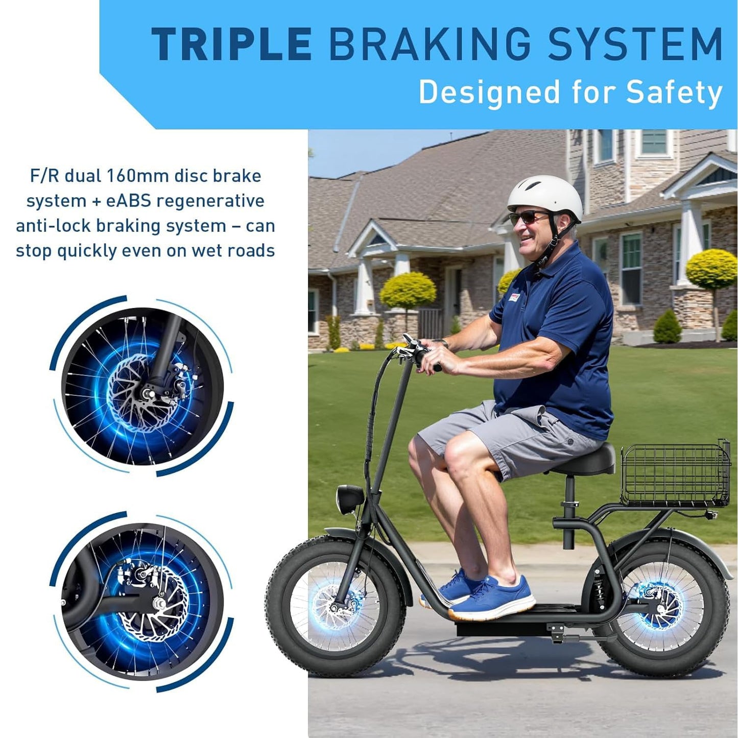 Hiboy Electric Scooter for Adults w/Seat & Rear Basket, 810W Motor, 25MPH, 34mi Range, 16" All-Terrain Tires (Snow/Mud), Dual Disc Brakes, UL2272-3-in-1 Commuter/Shopping/Off-Road E-Scooter
