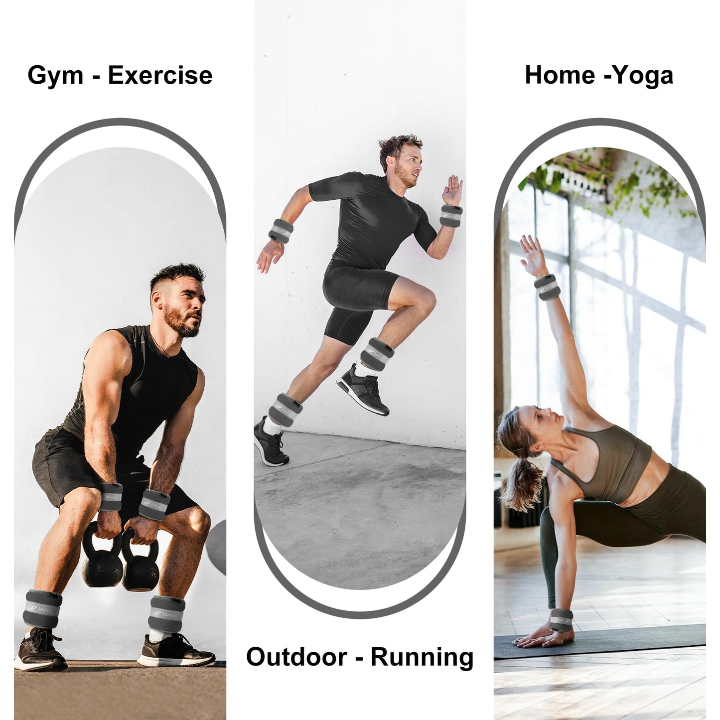 Ankle Weights, Wrist Leg Arm Weights for Women Men with Adjustable Straps, Strength Training Weighted for Running, Walking, Fitness, Gym - 2LB Pair (1 LB Each Weight), Grey1