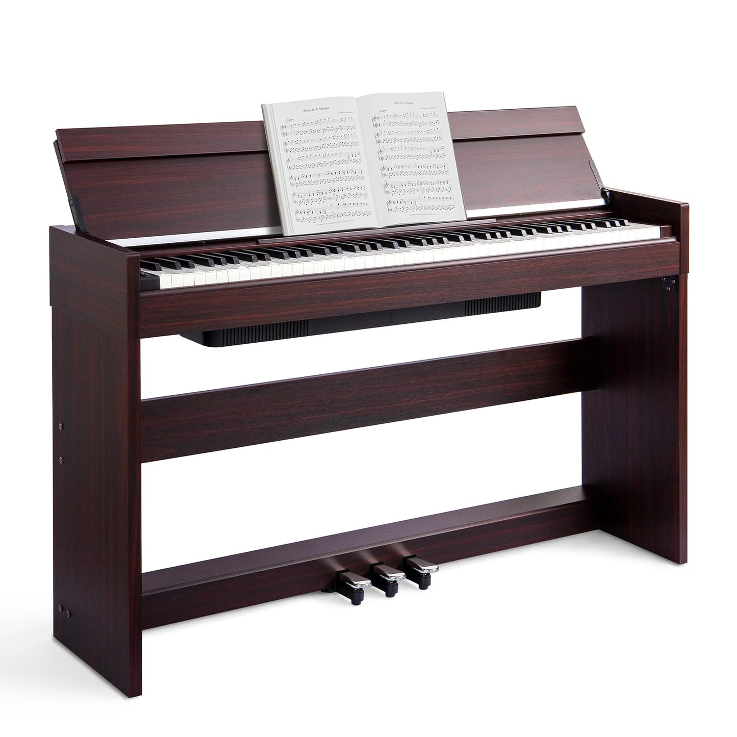 AiJoy 88 Key Weighted Digital Piano Keyboard, Graded Hammer Action Wooden Electric Piano with Cover & Triple Pedal, Sensitive Touch, Support USB MIDI Connect, Recording, Headphone, MP3 Player(Brown)