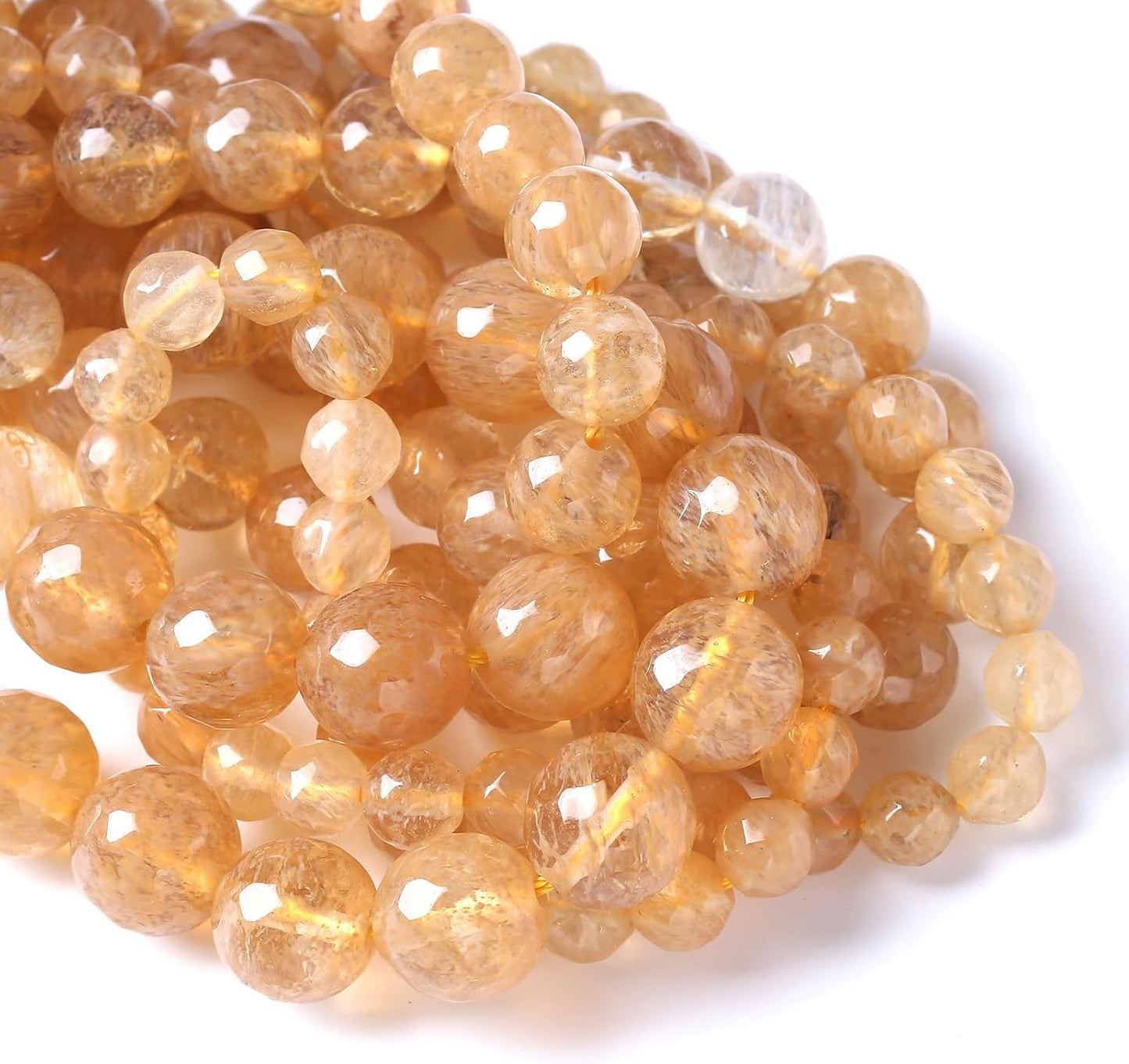 32pcs 12mm Natural Faceted Tea Watermenlon Jade Stone Beads for Jewelry Making Energy Healing Beads DIY Bracelet Necklace Accessories 15" (12mm, Faceted Tea Yellow Jade)
