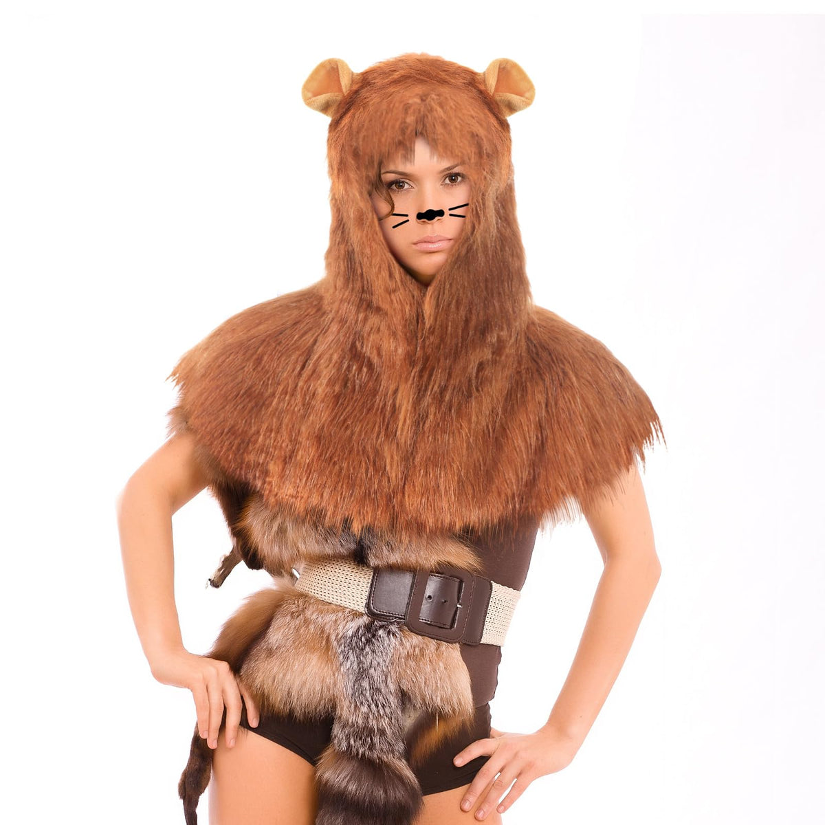 Suncalla Halloween Lion Mane Costume Accessories for Adult Animal Themed Costume Include Plush Mask Lion Ears Headband for Halloween Cosplay