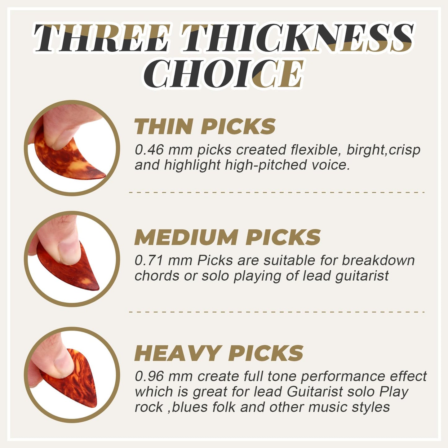 Yeshone 600 Pcs Guitar Picks Bulk Celluloid Picks Plectrums For Electric Acoustic Guitar Thin Medium Heavy Plectrums(Amber,0.46,