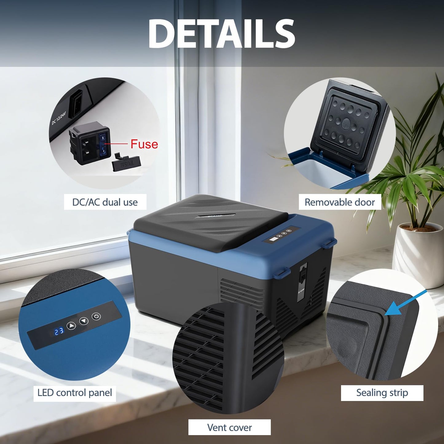 zcamp KI9 12 Volt Refrigerator,Mini Portable Freezer,10 Quart Car Cooler,12V Car Fridge,12/24V DC 100-240V AC for Camping, Travel, Truck, RV, Boat -4℉~68℉