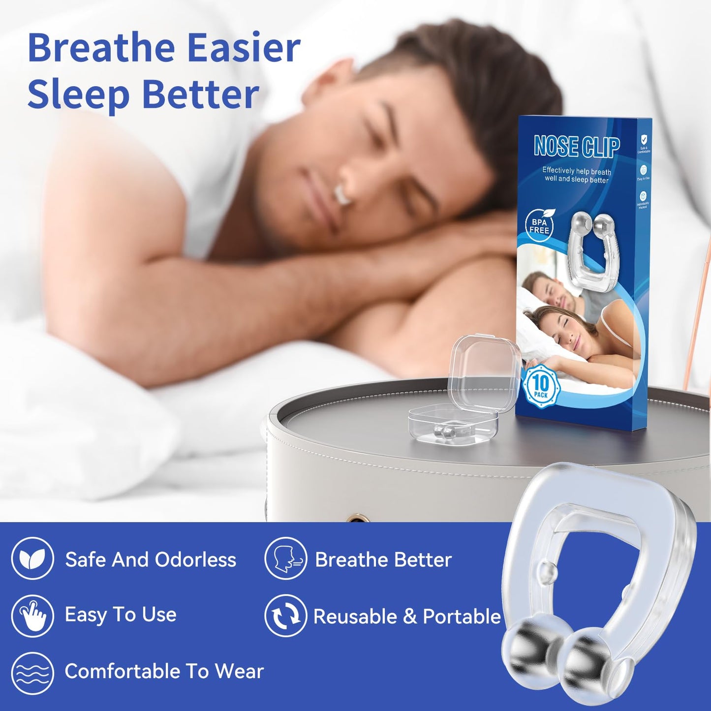 Anti Snoring Devices, Anngola Snoring Solution, Silicone Magnetic Anti Snoring Nose Clip, Effective Hale Breathing Aid, Stop Snoring to Restful Sleep(10 Pack)