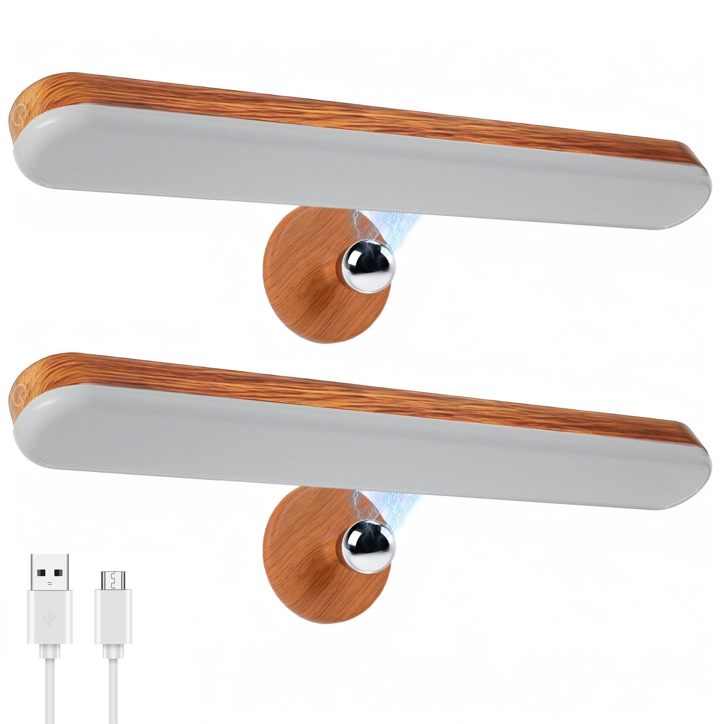 Benreom 2 Pack Vanity Lights for Mirror with 4000mAh Rechargeable Battery, Touch Control Dimmable Makeup Light with 3 Color Modes, Magnetic 360° Adjustable LED Bathroom Mirror Light, Light Wood