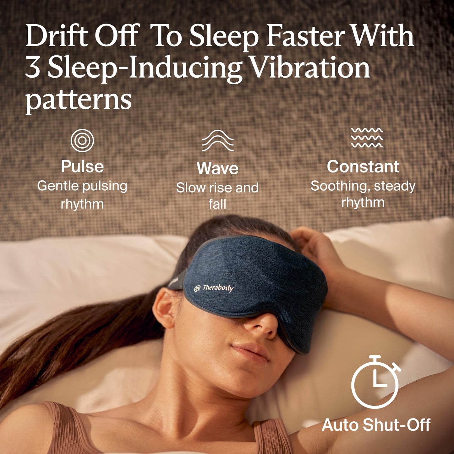 TheraGun Therabody Sleep Mask Ultra-Comfortable, 100% Blackout Sleep Eye Mask with Gentle Eye Massager Vibration for Stress Relief, Headache Relief & Self Care - Facial Massager for Women & Men