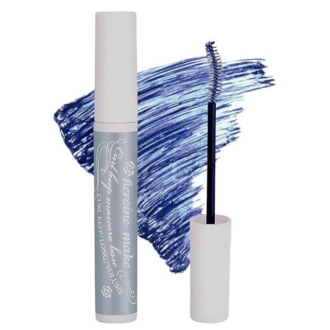 HEROINE MAKE by KISSME Lash Mascara Volume and Length, Smudge Proof & Waterproof Mascara for Women, Eye Makeup Base with Argan Oil, Japanese Organic Fiber, Voluminous Curl-Enhancer, Blue Grey, 1 EA