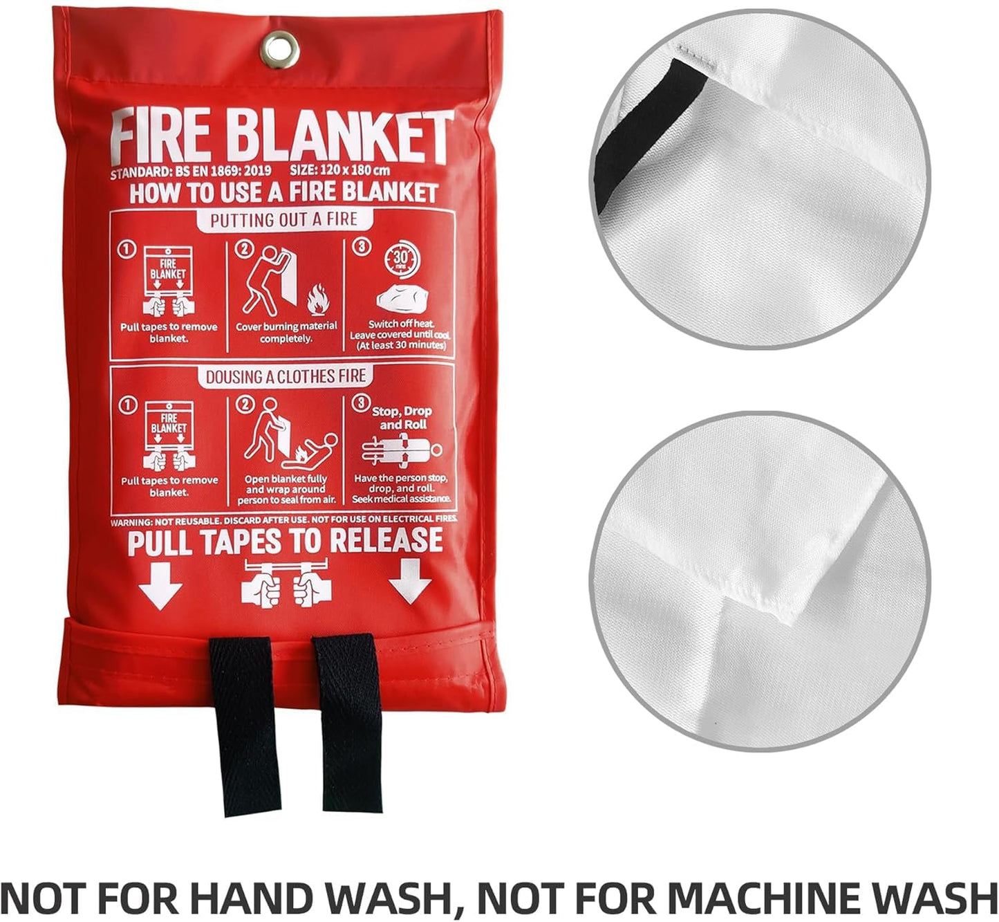 WUERLI Fire Blanket,47" x 71",Fiberglass Fire Blanket for Camping and Fire Fighting Shelters