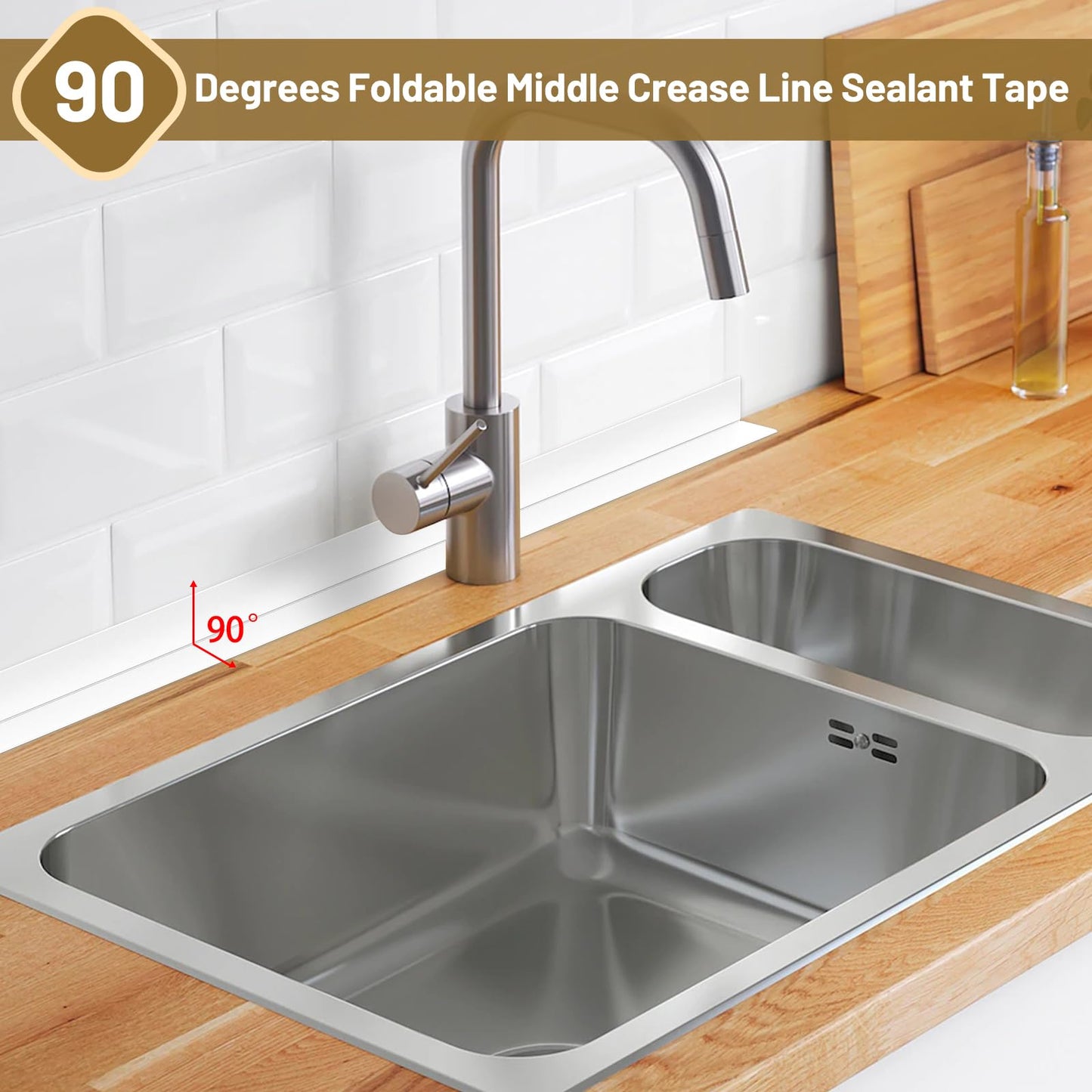 Caulk Tape Waterproof Self Adhesive, 3 Rolls Toilet Caulk Sealing Strip, Bathtub Caulking Sealant Tape for Kitchen, Bathroom, Countertop, Sink, Floor Wall Edge Protector(1.5" x 10.5Ft)