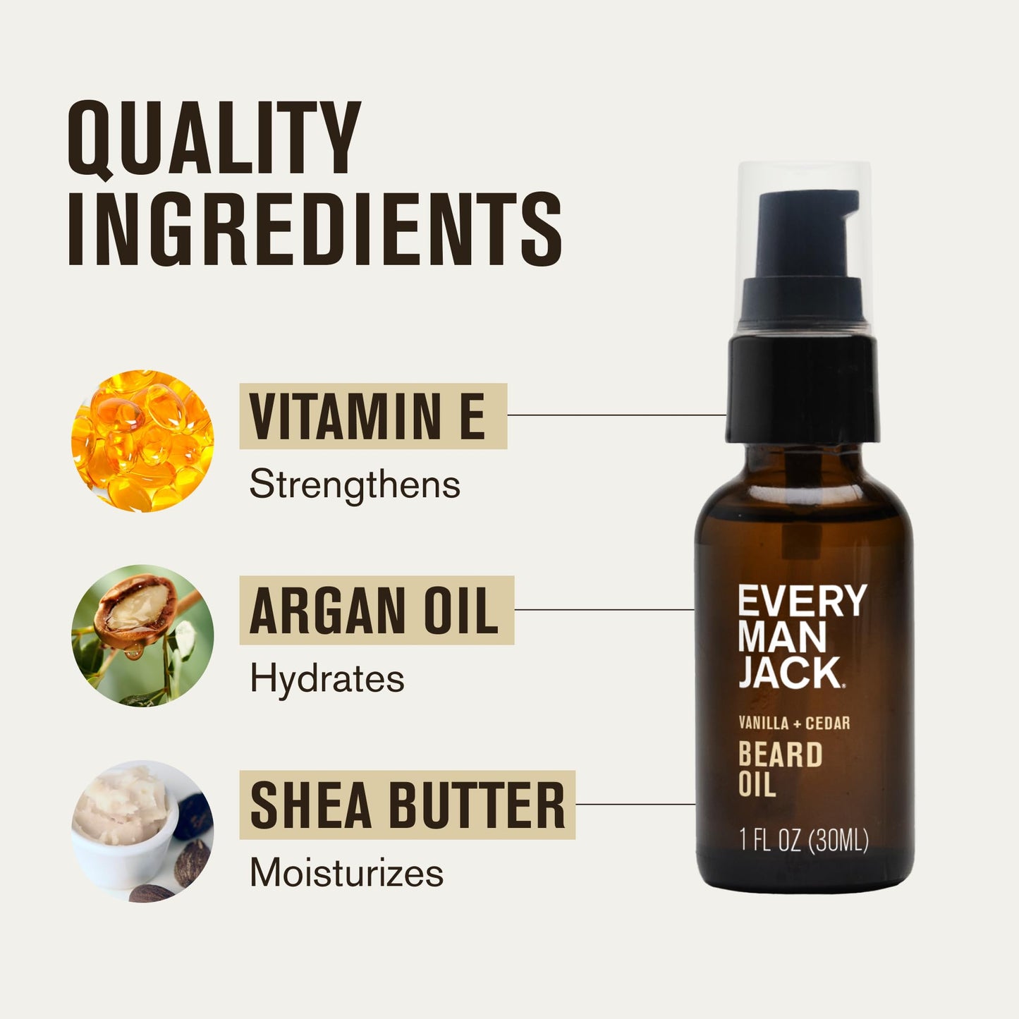 Every Man Jack Mens Beard Oil - Vanilla + Cedar Fragrance - Deeply Moisturizes and Softens Your Beard and Adds a Natural Shine -