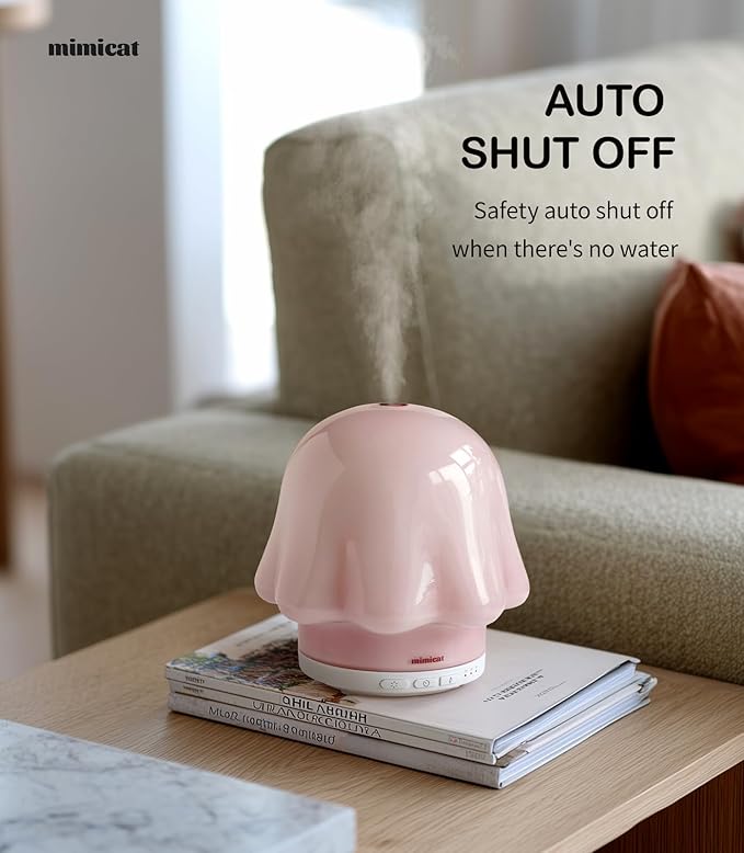 Essential Oil Diffuser for Home Glass: mimicat Timer 120ml Ultrasonic Cool Mist Aromatherapy Diffusers for Bedroom Office with Soft Night Light Pink