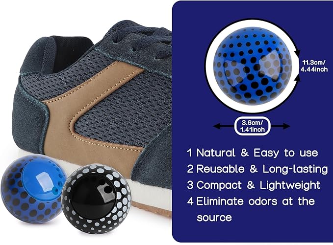 Shoe Deodorizer Balls (6 Pack) – Odor Eaters for Sneaker | Long-Lasting Odor Eliminator Air Freshener for Closet, Locker, Gym Bag, Drawer & Small Spaces | Cologne | Polka Dot