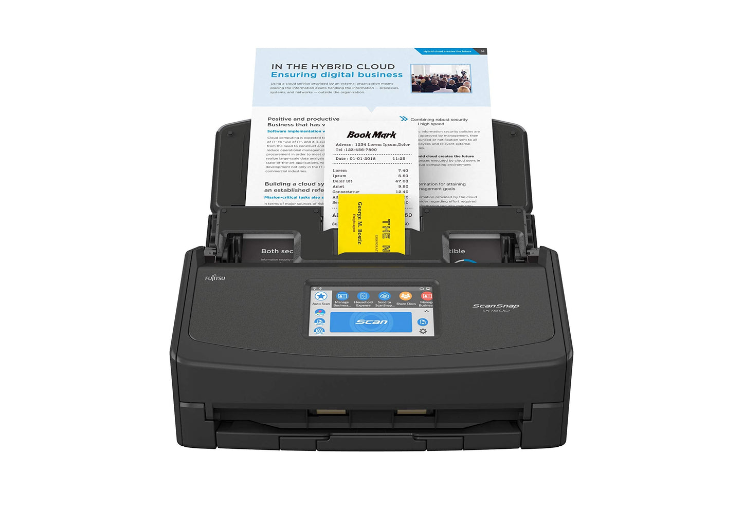 Fujitsu Scansnap Ix1500 Color Duplex Document Scanner With Touch Screen For Mac Or Pc, Black (2018 Release)