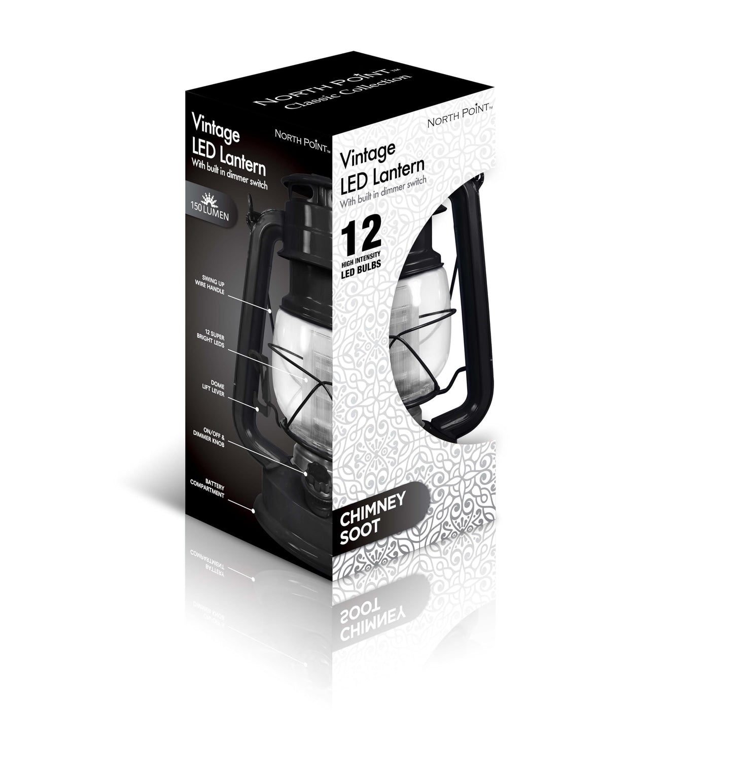 Northpoint 12-LED Lantern Vintage Style, Black, 10x6x6 (190495)