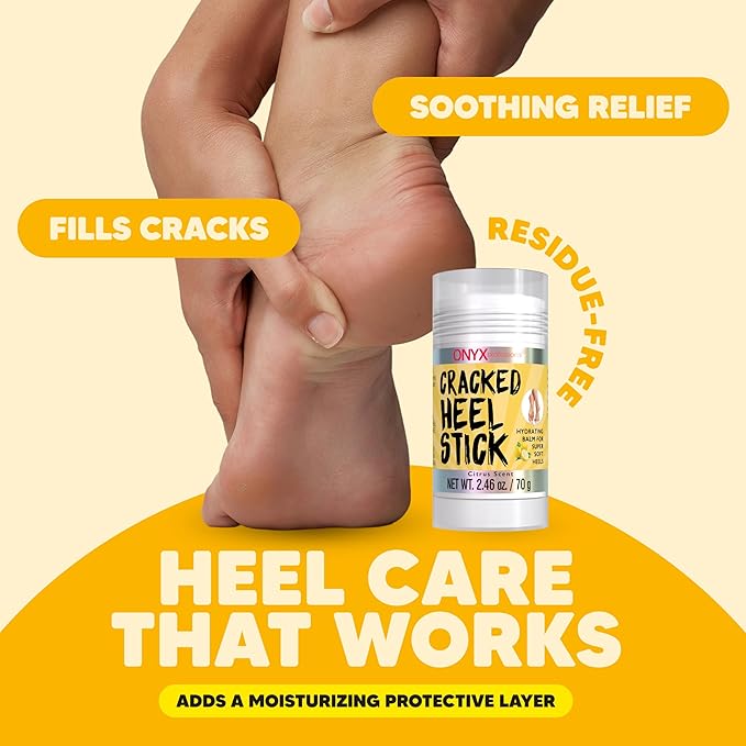 Onyx Professional Cracked Heel Repair Balm Stick, Citrus Scent, 1 Pack - Dry Heels Dry Cracked Feet Treatment, Moisturizing Heel Balm Rolls On, No Mess Like Foot Cream or Foot Lotion