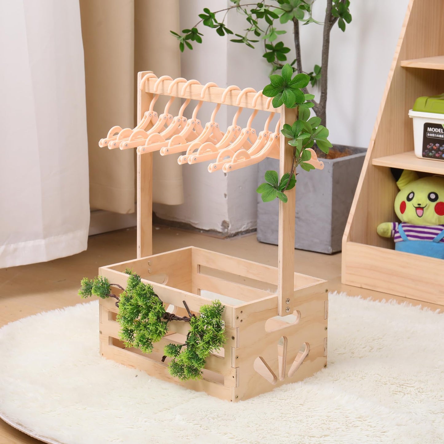 guilai Wooden Baby Shower Crate Closet , Baby Storage nursery Crate Hamper with Handle, Basket for Baby nursery-Excluding hangers