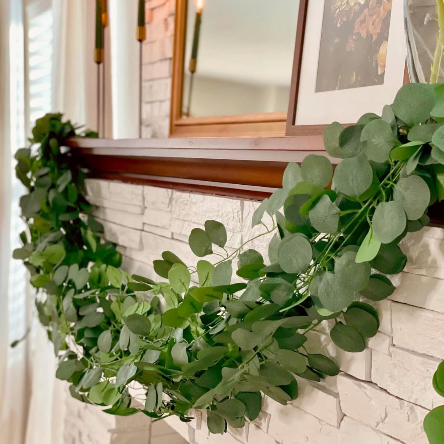 CQURE 18Pack 126Ft Eucalyptus Garland,Artificial Eucalyptus Leaves Table Greenery Garland Wreath Vines for Wedding Party Table Fireplace Bedroom Wall Room Decor