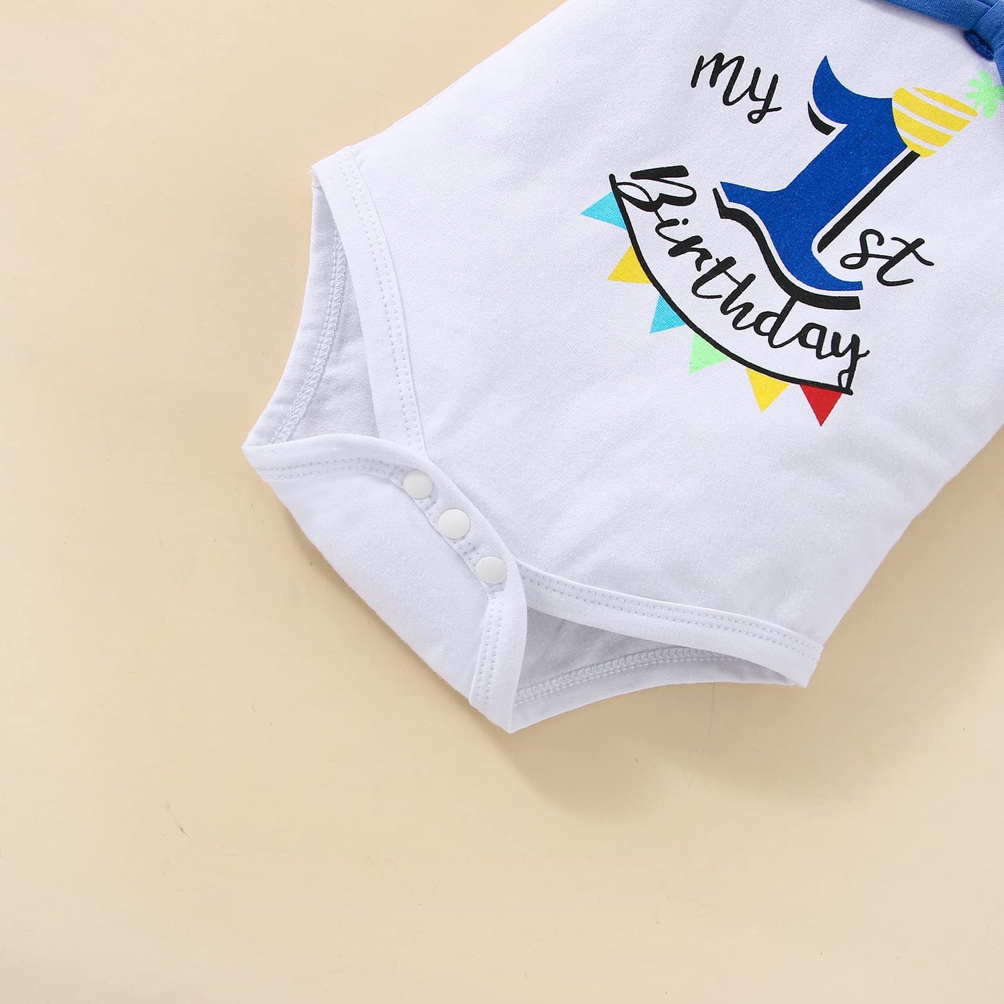 Highnesson-ww Baby Boy Funny First Birthday Clothes Infant Clothes Bow Tie Blue Romper Pants Set Suspenders Cake Smash Outfits