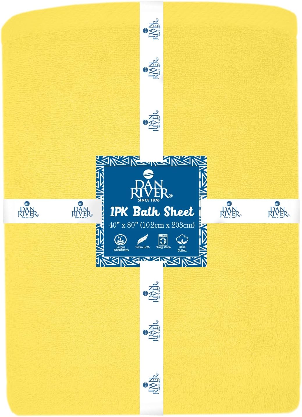 DAN RIVER Pack of 1 Bath Sheet 40x80 Inches, Large Bath Towels Oversized for Adults, Soft and Absorbent Hotel Towels - Yellow