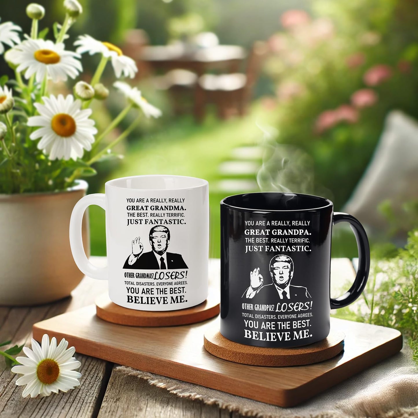 Breezy Valley Grandparents Gifts from Grandkids Grandchildren - Funny Grandma and Grandpa Gifts for Grandparents from Granddaughter Grandson, Great Grandma and Grandpa Birthday Gift Coffee Mugs Set