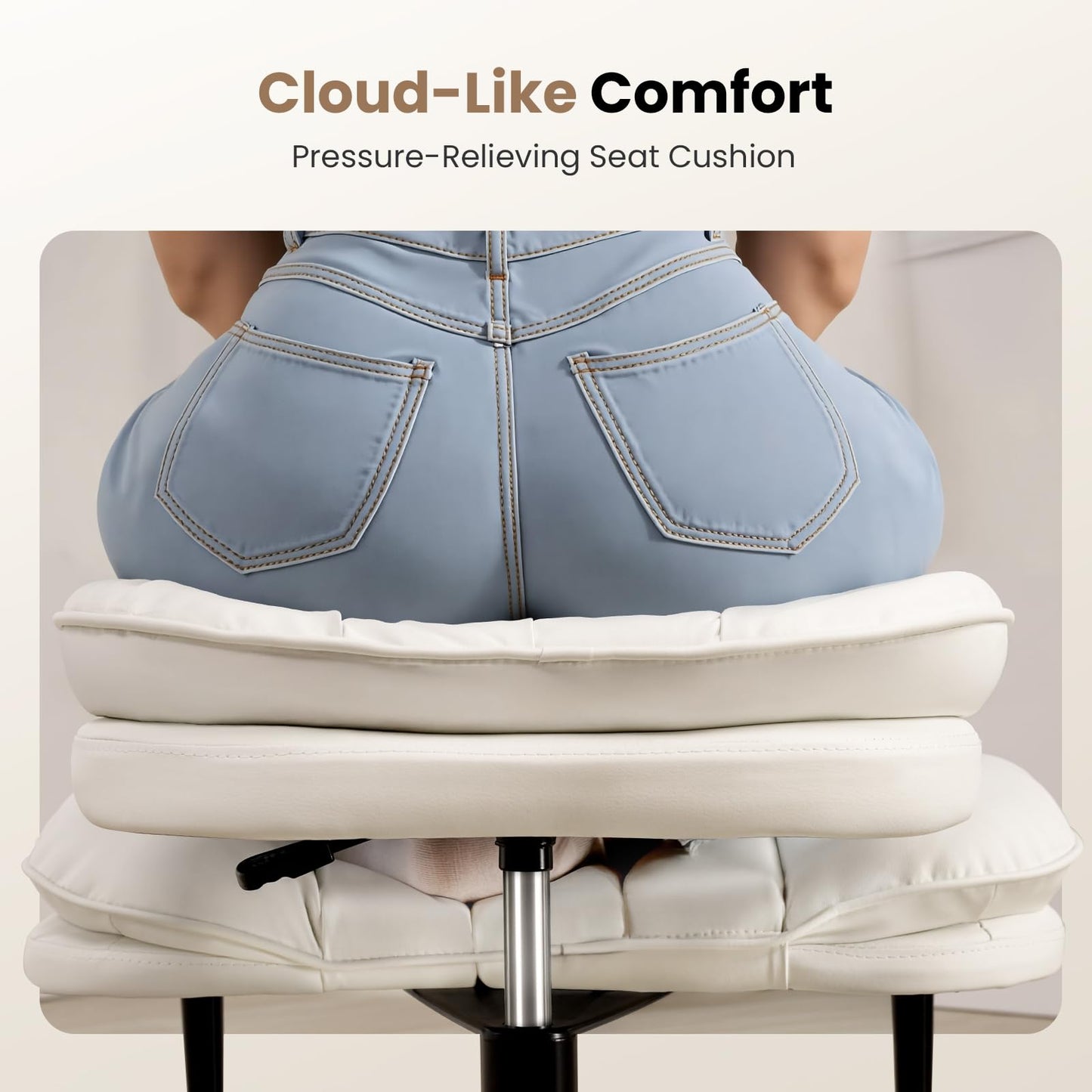 HOMRELEXA Cross Legged Office Chair, Ergonomic Cloud Criss Cross Desk Chair, Meditation Chair with Wheels, Height Adjustable Seat for ADHD, Wide Kneeling Chair with Back Support