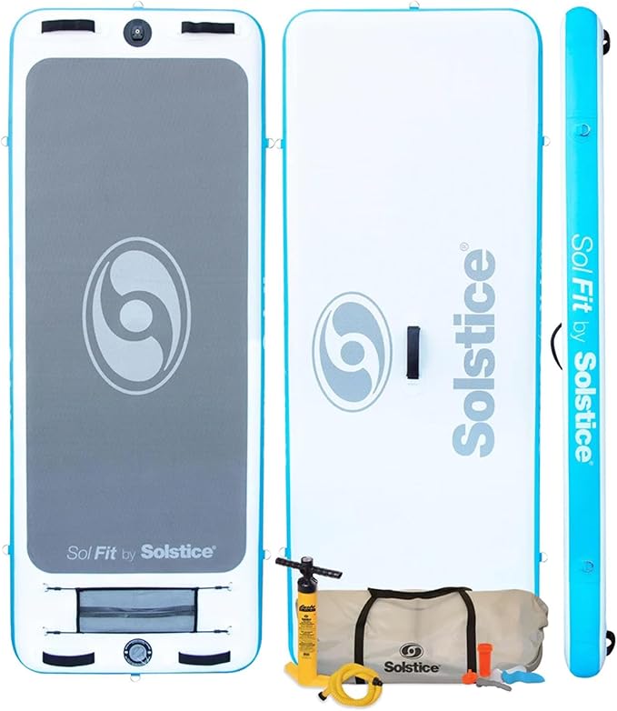 SOLSTICE Sol Fit Inflatable Stand-Up Paddleboard & Aquatic Fitness Mat with 7'10" Non-Slip Traction Pad - Floating Exercis...