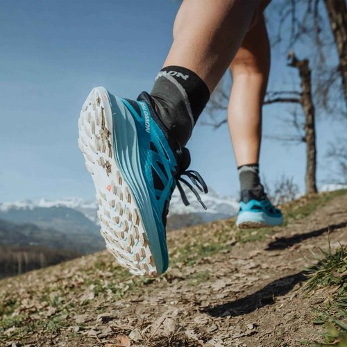 Salomon Women’s Ultra Flow Trail Running Shoes - Carbon/Peacock Blue/White - 5