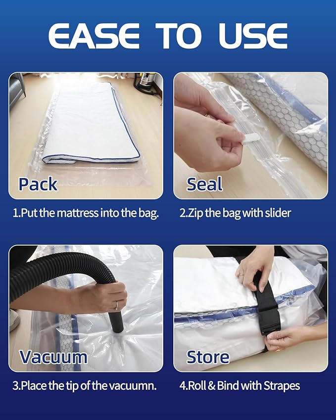Twin/Twin XL Foam Mattress Vacuum Bag for Moving，9-Layer Heavy Duty Mattress Bags for Moving & Storage, Leakproof Vacuum Seal Bags for Clothing with Straps