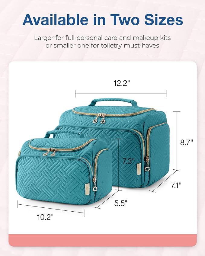 BAGSMART Travel Toiletry Bag for Women, Cosmetic Bag Makeup Bag Organizer with Handle, Travel Bag for Toiletries, Travel Accessories, Full Sized Container