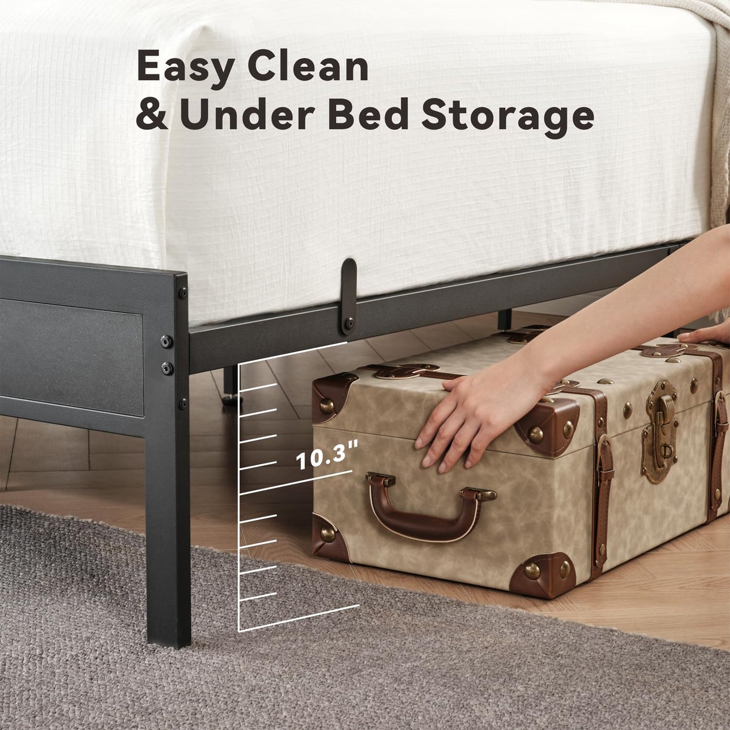 Z-hom Twin Bed Frames, Upholstered Upgraded Metal Bed Frame with LED Lights Headboard & Footboard, Bed Furniture with Charging Station Ports & Storage Shelves, Easy Assembly Bed Frame, Noise Free