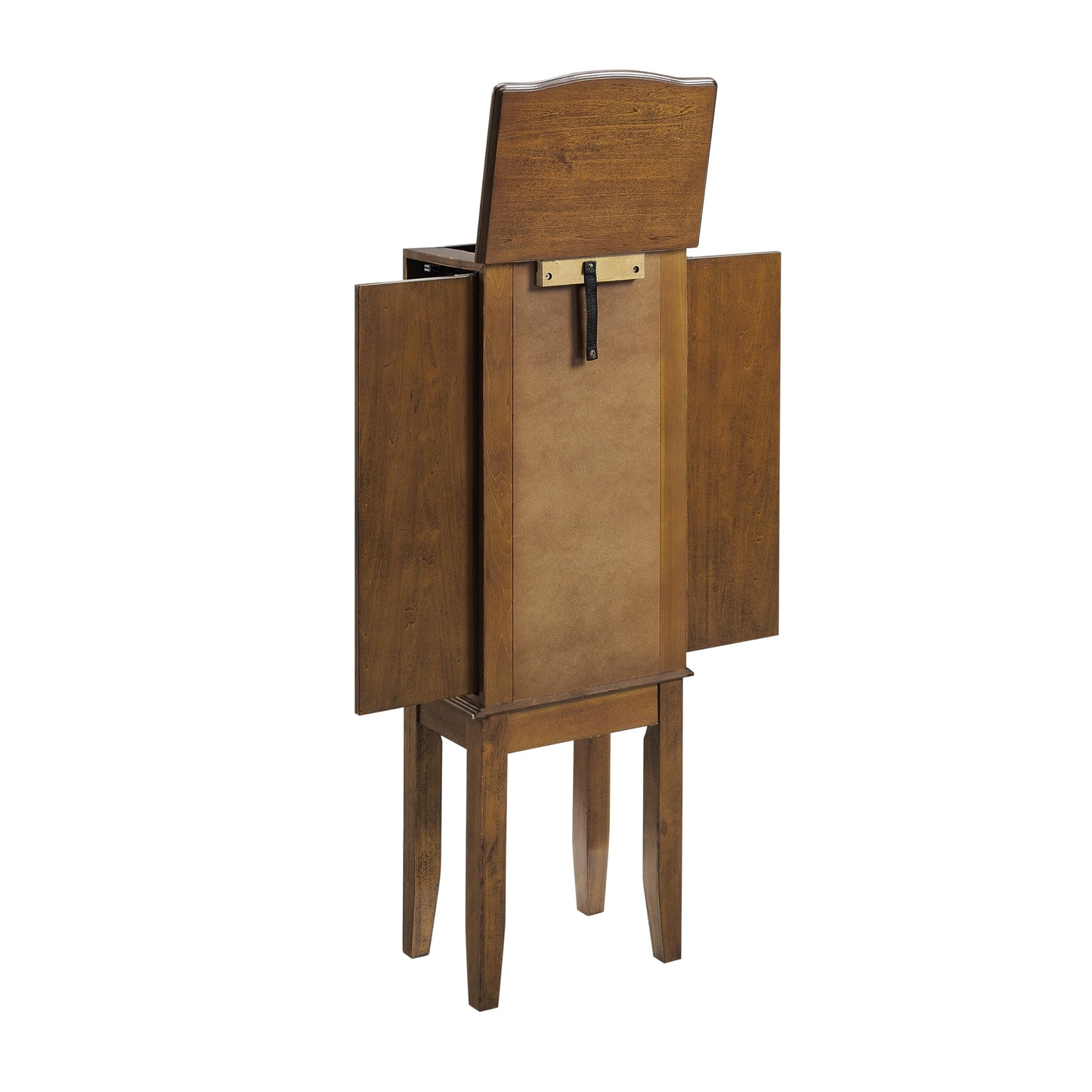 Powell Janie Walnut Five Drawer Jewelry Armoire with Flip-Up Top Mirror