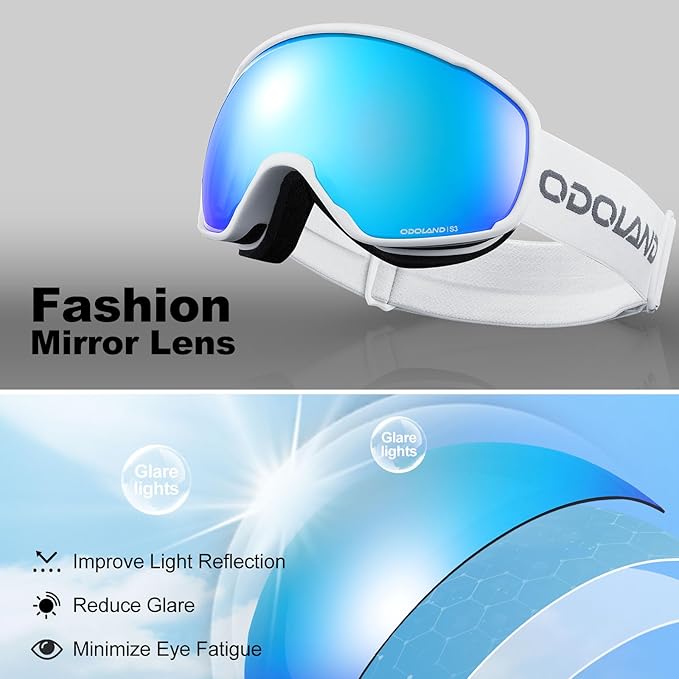 Odoland Snow Ski Goggles S2 Double Lens Anti-Fog OTG Windproof UV400 Eyewear for Men, Women and Youth-Skiing Snowboarding
