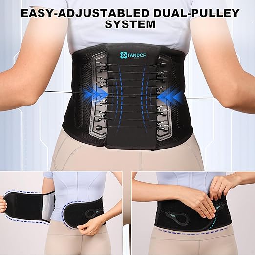 TANDCF Back Brace for Lower Back Pain Relief with Pulley System,Lumbar Support Belt for Men & Women with Bionic Support System, Ergonomic Design and Lightweight Skin Friendly Material (XL)