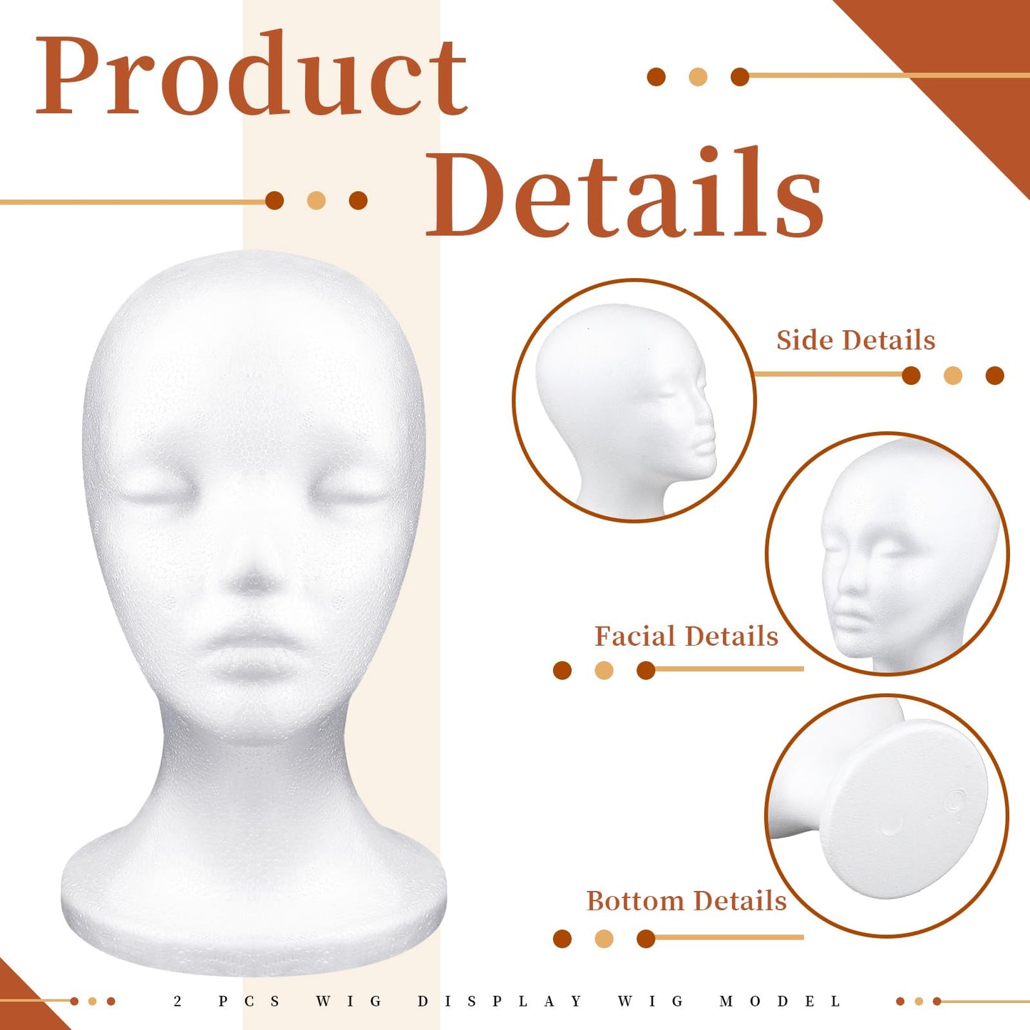 Thyle 10 Pcs Foam Wig Head Bulk Wig Display Mannequin Head Stand Model Foam for Style, Masks, Hats, Wigs, Salon and Travel, Hall
