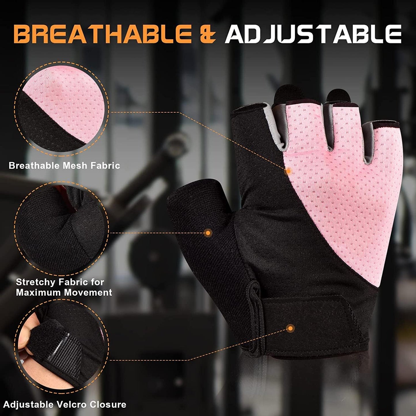 Sunnx Gym Gloves - Fingerless, Breathable, Multi-Sport Workout Gloves for Weightlifting, Cycling, Climbing & More