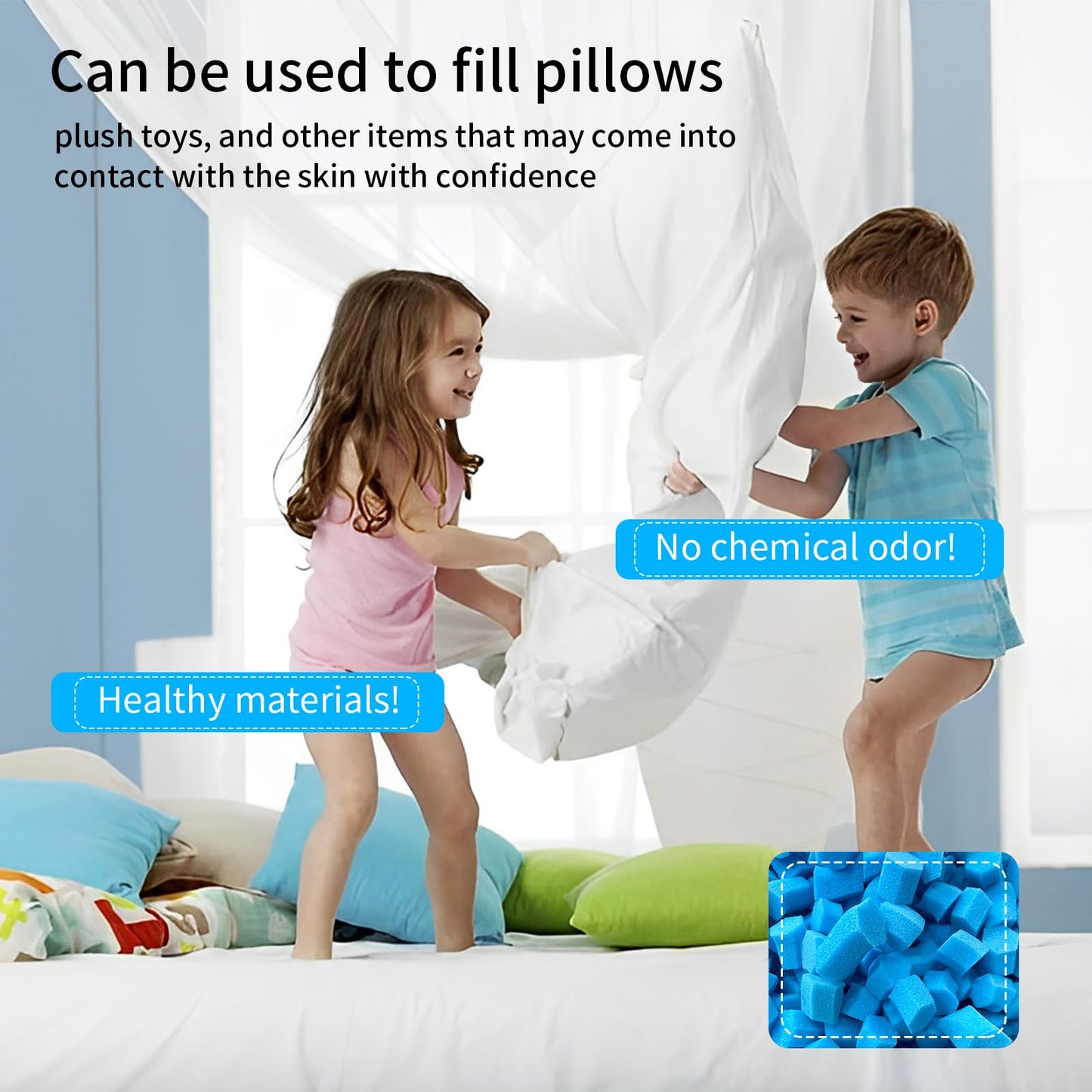 Garifon 50lbs Bean Bag Filler, Pillow Filler Stuffing, Bean Bag Filling, Shredded Memory Foam Filling, Punching Bag Filler, Foam Refill for Pouf/Ottoman Stuffing/Boxing Bag,Added Gel Particles