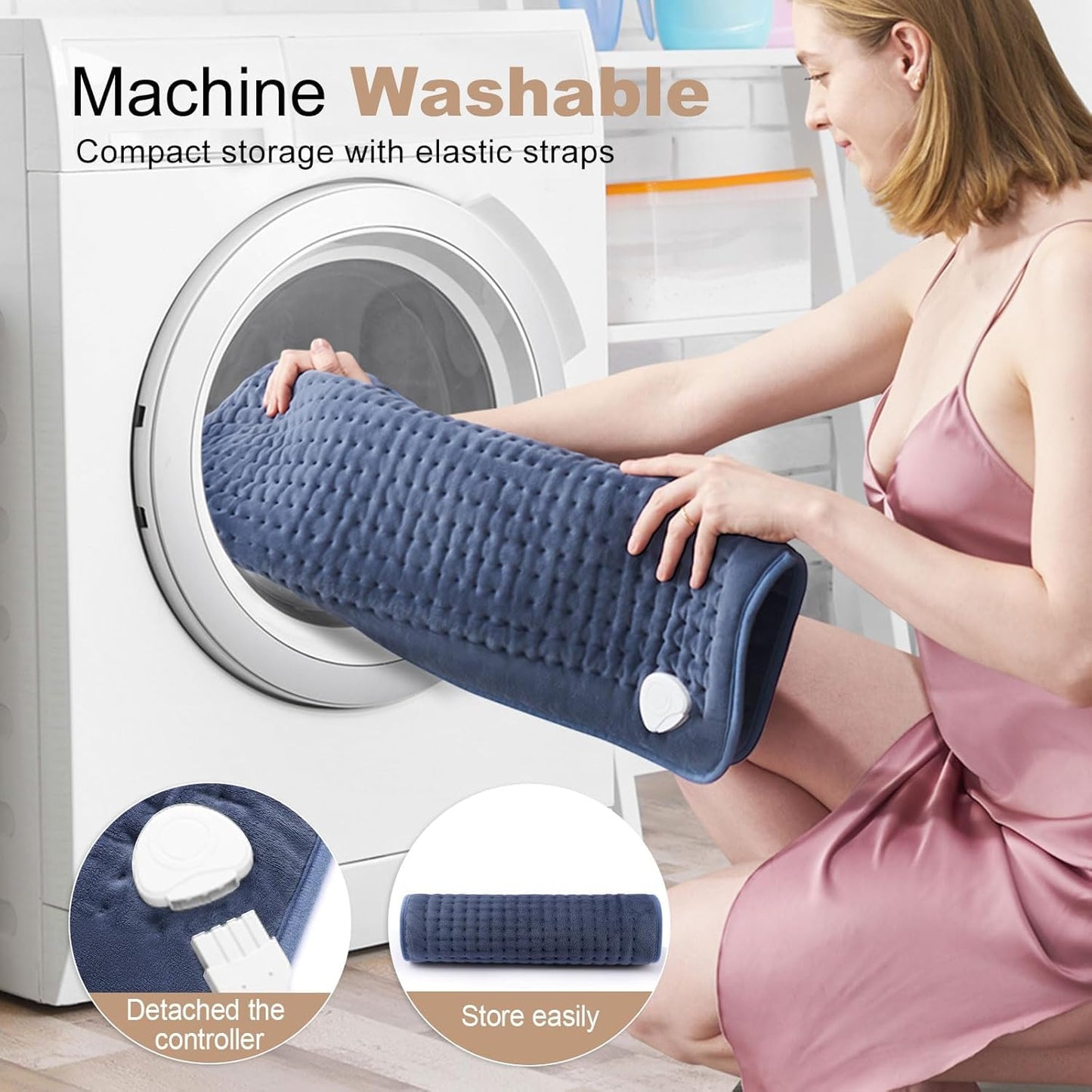 VAAGHANM Heating Pad: 33 x 17 inches Electric Heating Pad for Back -Extra Large Heat Pad for Shoulder/Neck/Knee/Arms - Upgraded 6 Timer & 6 Temperature Controller -Auto Shut Off