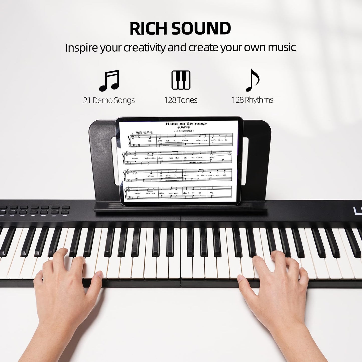 LEKATO FP-10 Portable Piano Keyboard for Beginners 88 Keys Folding Digital Piano with Sustain Pedal Foldable Electric Piano Keyboard with Semi Weighted Wood Grain Key Suitable for Midi Bluetooth