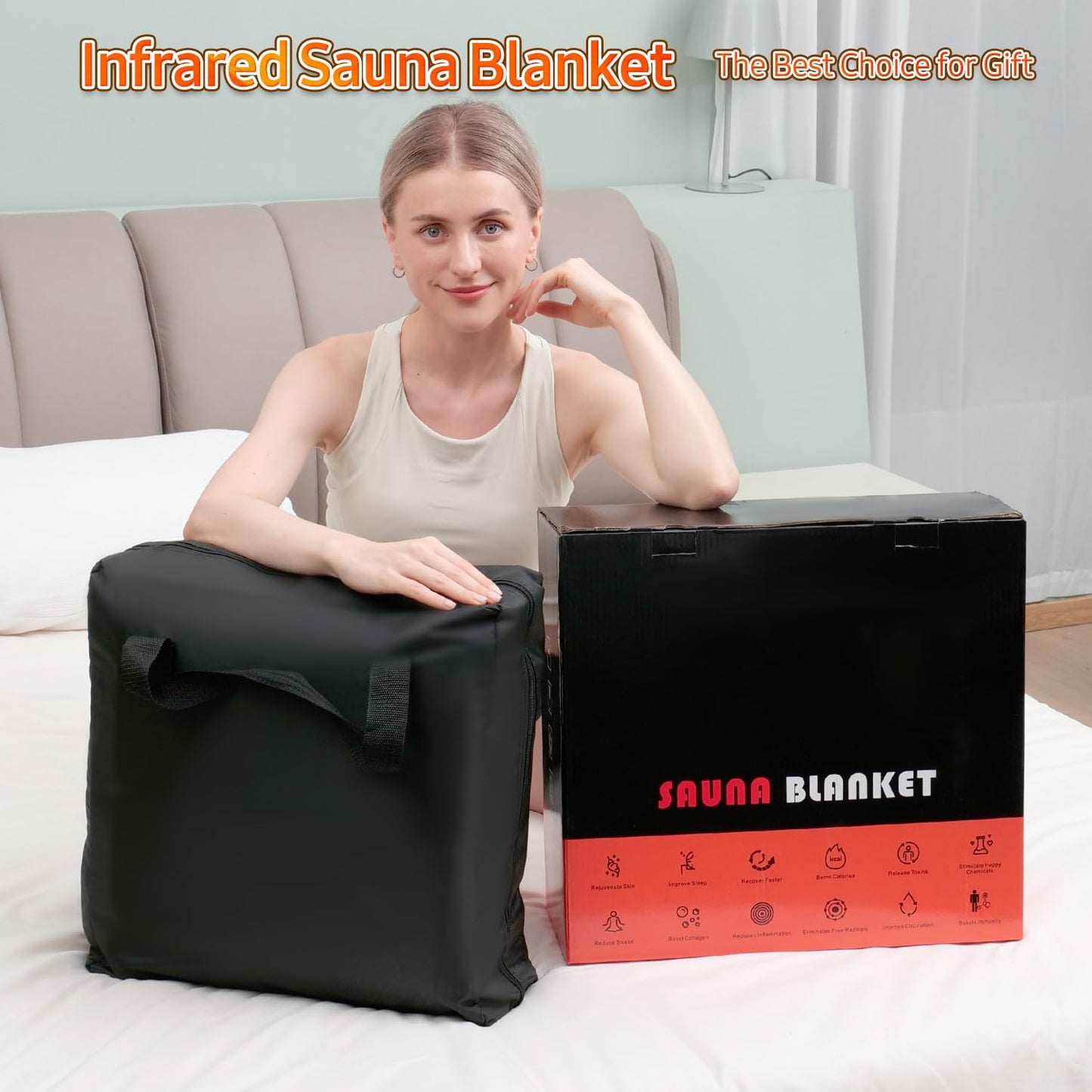 yamxun Infrared Sauna Blanket for Home: Premium PU Leather Portable Sauna Blanket Far Infrared Heating Blanket for Full Body Detox & Relaxation – Adjustable 95-167℉ & 20-60 Min Timer 71 x 31.5Inch