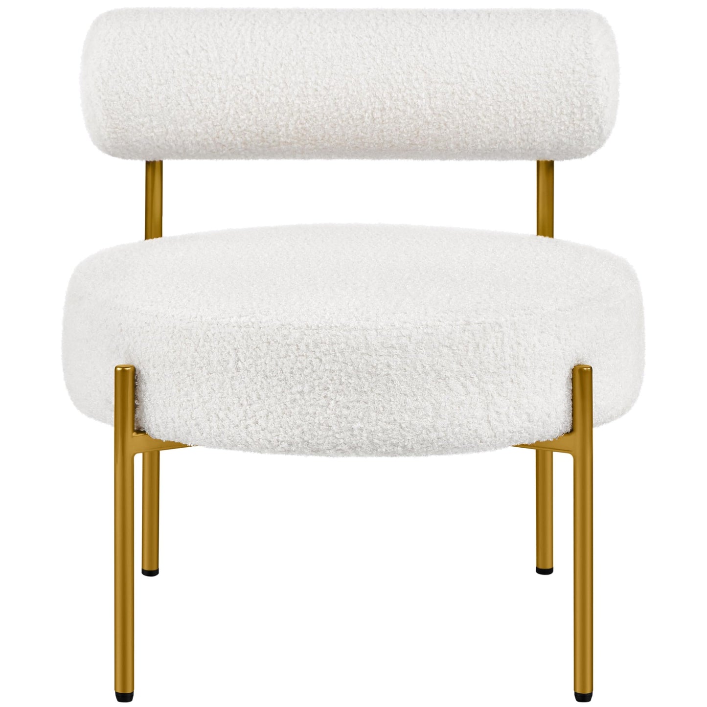 Topeakmart Modern Vanity Chair, Boucle Fabric Accent Chair with Gold Metal Legs for Living Room Makeup Room, White