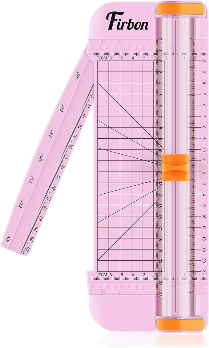 Firbon Pink A5 Paper Cutter, Straight Small Paper Trimmer with Side Ruler for Scrapbooking Craft, Paper, Coupon, Label, Ca...