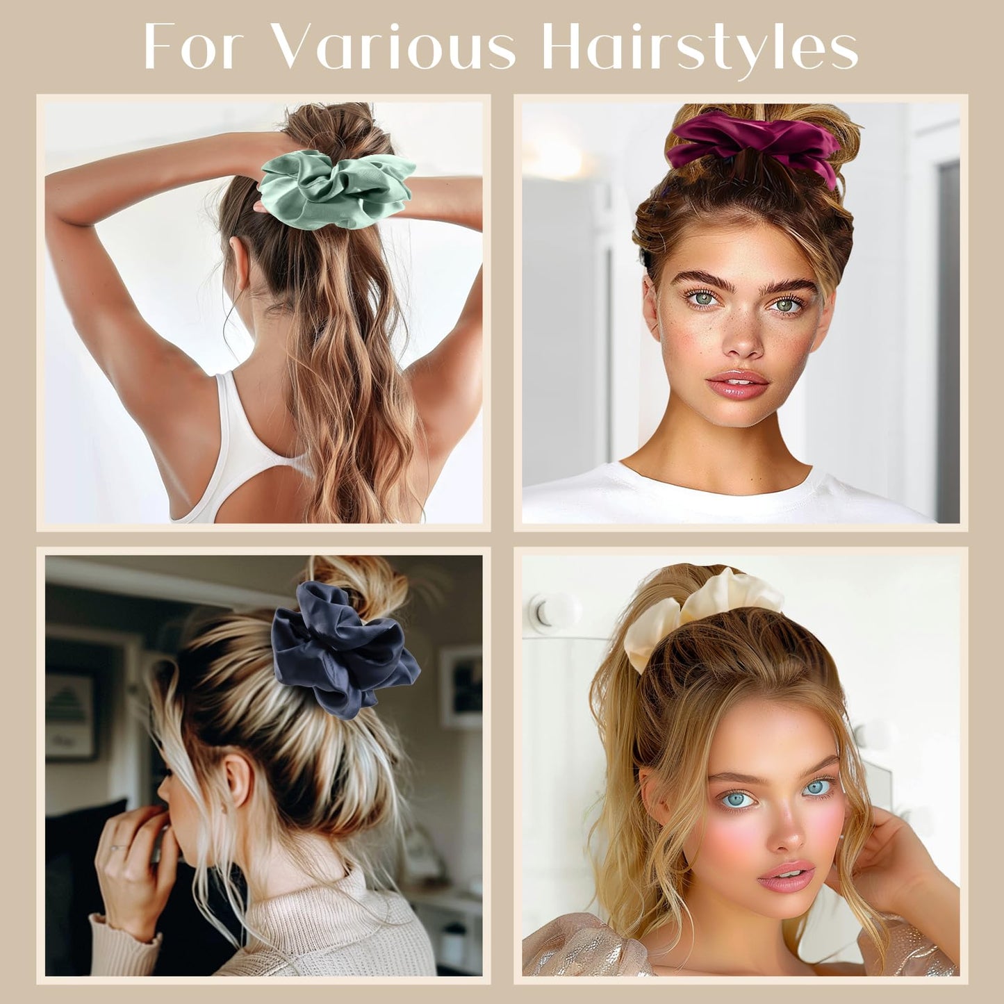 Lolalet Big Scrunchies for Women, 5.9 Inch Large Satin Scrunchies Jumbo Oversized Elastic Hair Ties Extra Large Giant Hair Bands