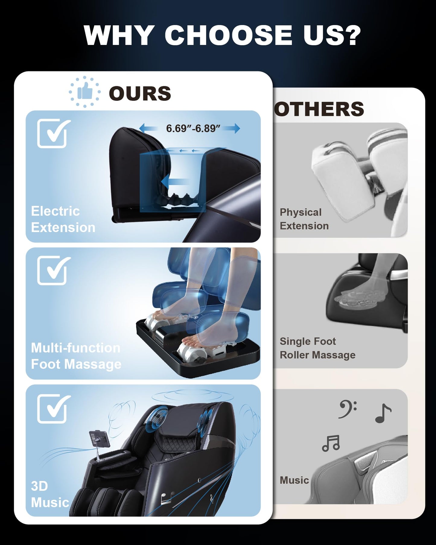 MeitFith Upgrade 4D Massage Chair Zero Gravity Massage Chair Full Body and Recliner AI Voice Control Auto Legrest Calf & Foot Rollers Heated Program Customization Black