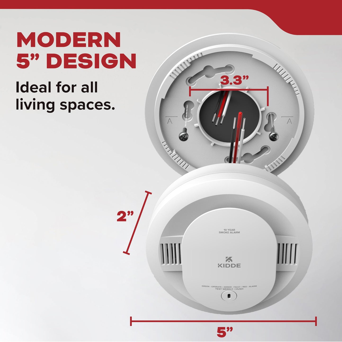 Kidde, 20SAR, Hardwired Smoke Detector, AA Battery Backup, Interconnectable, LED Warning Light Indicators